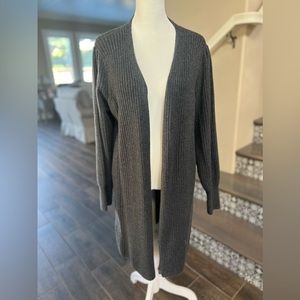 BANANA Republic Ribbed Puff Shoulder Open Front Cardigan, PS, Charcoal, NWOT